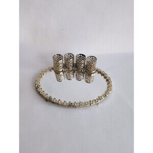 Vintage Sam Fink Hollywood Regency MCM Gold Vanity Lipstick Mirror Caddy Holder